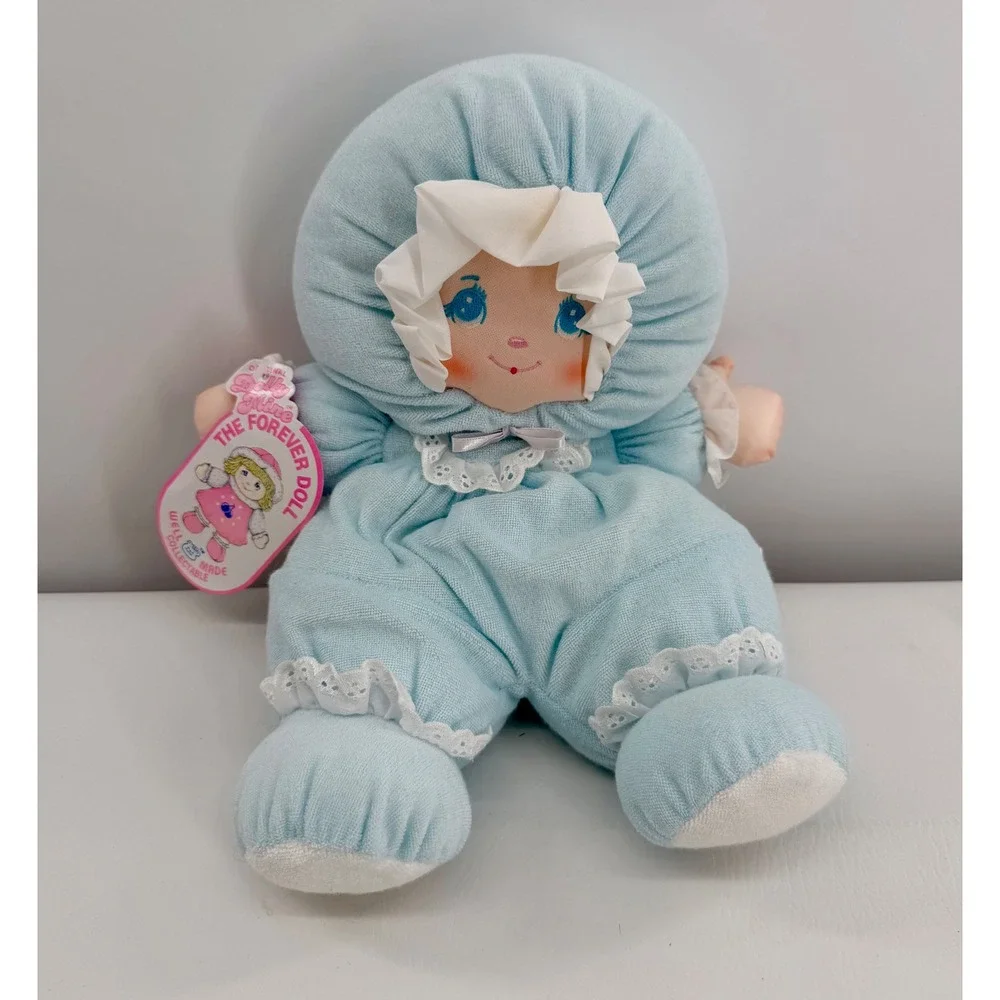 Well Made Dolly Mine Plush Doll 14in Blue Vintage Lace Trim Soft Body New